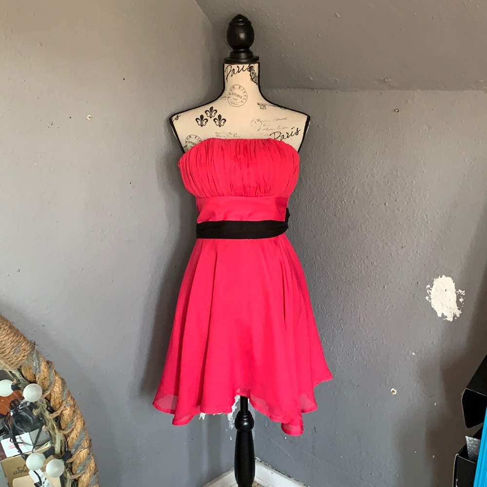 Hot pink strapless dress
